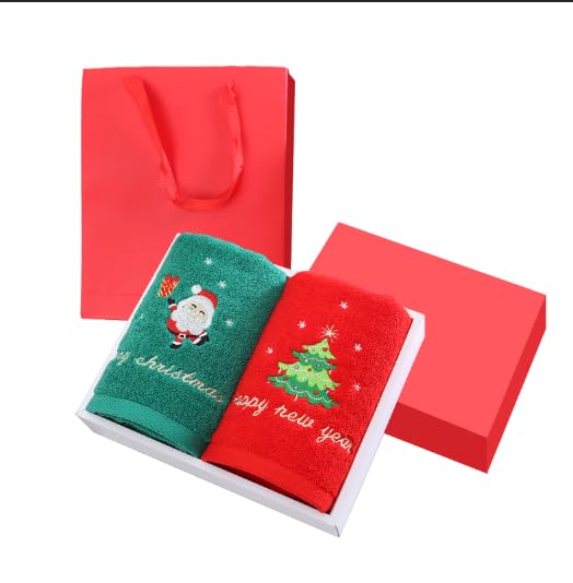Toallas de Navidad para cocina y baño con diseño de árbol navideño y algodón
