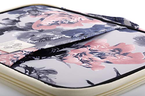 Lazyaunti Zipper Portfolio Organizer A4 Note Pouch-Waterproof Document Bags/Zipper Binder/Paper Case for 12.5" Mac,Tablet,Pens,washi Tape,Journals,Sketch Books(Chinese Antique Flower)
