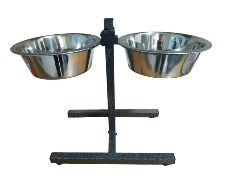 ARYAN INNOVATIONS Adjustable Double Diner for Food and Water for Dog & Cat, with H-Base and Two Removable Stainless Steel Bowls Pack 1 (2800ml*2_Large) (B0CSG5ZT39) Amazon Price History, Amazon Price Tracker