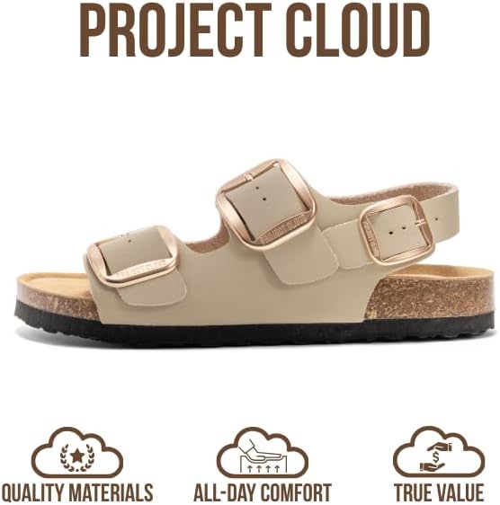 Project Cloud 100% Genuine Leather Beach Sandals for Women 2026 with Lightweight & Comfortable Slides for Women - Non Slip with Memory Foam Slingback Womens Sandals 2026 (Garda) - Image 3