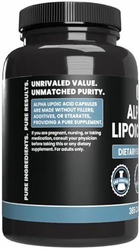 Miniatura 3 de PURE ORIGINAL INGREDIENTS Ácido alfa lipoico (365 cápsulas) sin magnesio o rellenos de arroz, siempre puro, verificado por laboratorio