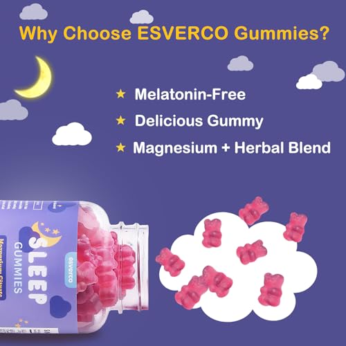 esverco Sleep Gummies, 500mg Magnesium Citrate, High Absorption Magnesium Gummies with L-Theanine and Herbal Blend for Sleep, Mood, Relaxation, for Adults, Vegan, Grape Flavor, 60 Count — view 5