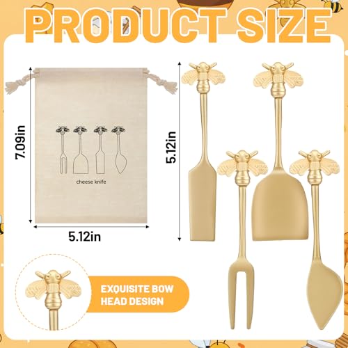 SiliFine Set of 4 Bee Cheese Knives Set with Bag Cheese Spreaders by SiliFine - Image 2