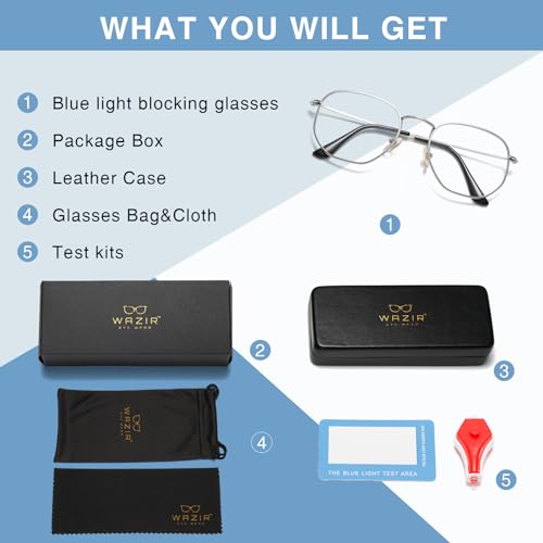 Image of WAZIR Metal Blue Light Blocking Glasses For Women /Men, Computer Glasses, Gaming Glasses, Anti Eye strain, UV Filter Lenses