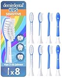 demirdental Ersatzbürsten for Kids passend für Philips Sonicare Ersatzbürsten Kids, Kinder Schallzahnbürsten, Kinder Ersatzbürsten ab 7 Jahre, entspricht HX6048, Dunkelblau, 8er Set