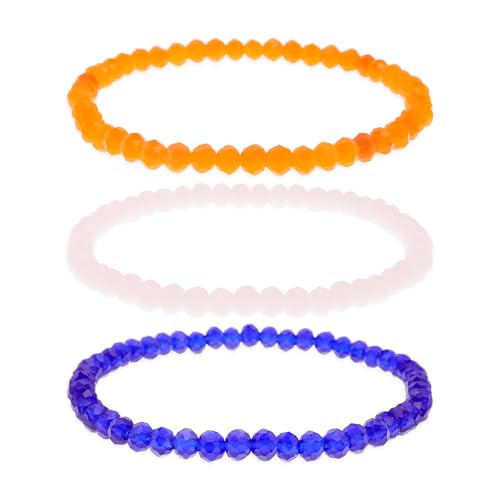 Rainbow Gemstone Beaded Bracelets Stack Set for Women, 3Pcs Handmade Natural Stone Beads Stackable Bracelet Summer Beach Jewelry Gift.