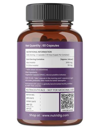 Image of PCOS Supplement For Women | Myo & D-Chiro Inositol - 40:1 Ideal Ratio | High Purity Pharma Grade Ingredients | 2000 Mg Myo-Inositol & 50 Mg D-Chiro-Inositol | For Hormonal Balance, Ovarian Health & Healthy Regular Menstruation | 60 Veg Capsules - 1 Month Supply