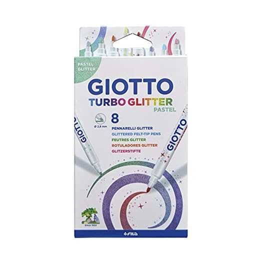 Giotto Turbo Glitter Pastel Rotuladores, Estuche 8 Uds