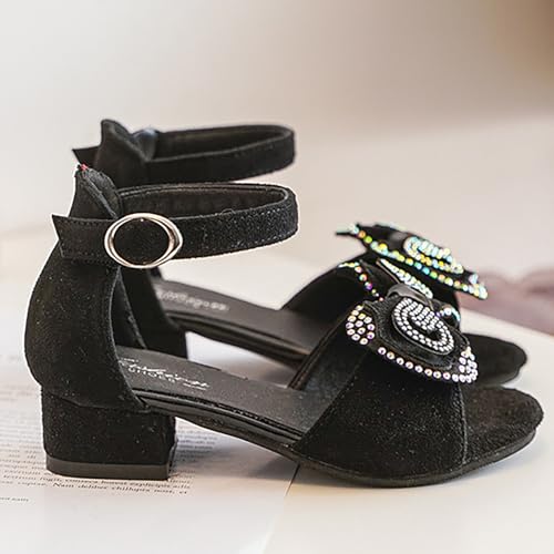 Image of Girls Dress Shoes Toddler Kids Heels Sandals Ankle Strap Wedding Party Cute Bowtie Girl Shoes