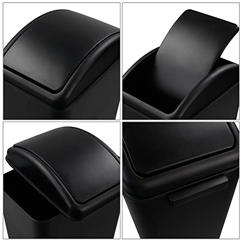 Image of Cand 1 Pack 4 Gallon Garbage Can, Plastic Trash Can with Swing Lid, 16 L (Black)