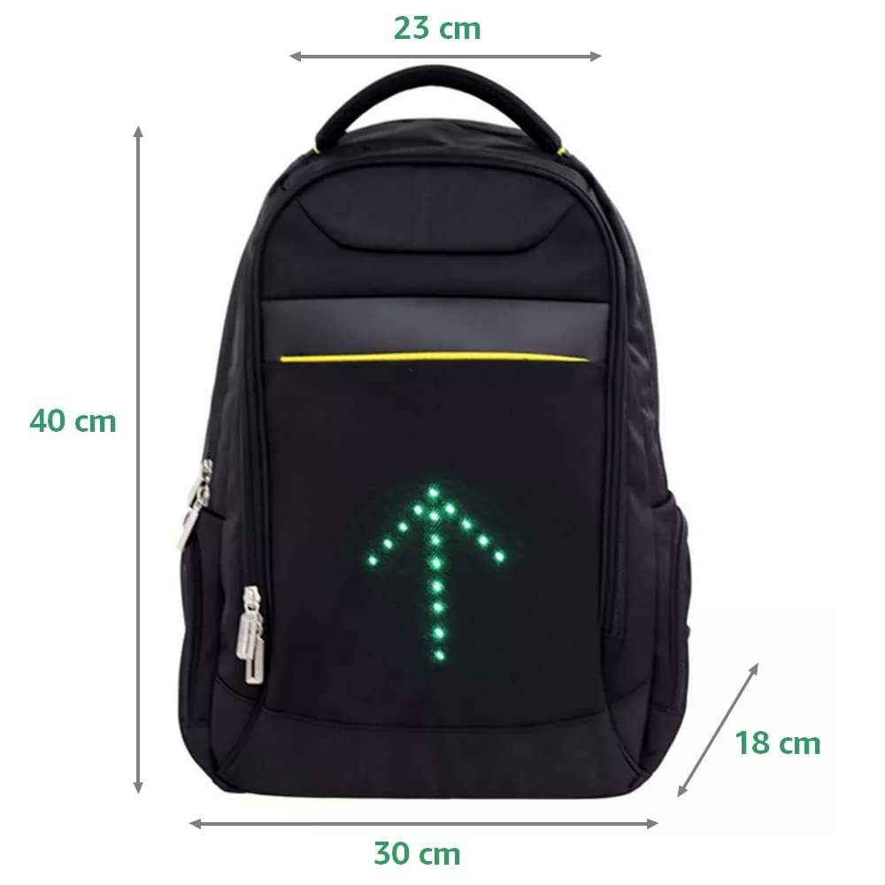 Sac à Dos 20L NOIR à 48 LEDS pour Signalisation de Direction pour Vélo et Trottinette. Télécommande et USB Rechargeable. Vendeur français et stock en France