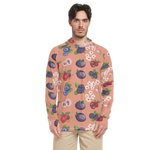 Funny Berry Fruit Rose Gold Sun Protection Hoodies Long Sleeve Sailing Shirts UPF 50 + Beach Shirt S
