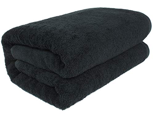 SALBAKOS 40"x80" Turkish Cotton Bath Sheet, Luxury, Eco-Friendly Large Oversized (40x80, Black)