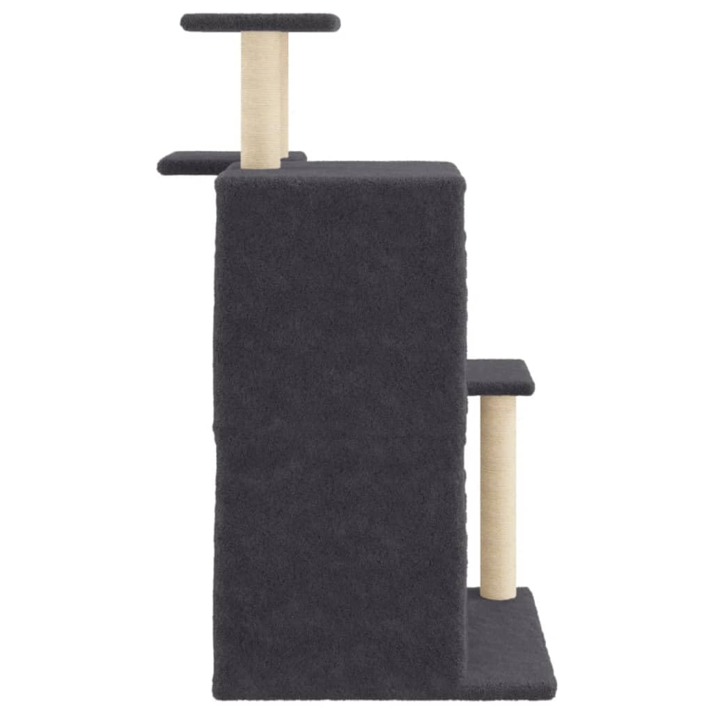 Tiragraffi con colonne tiragraffi in sisal, grigio scuro, 97 cm, robusto albero da arrampicata in legno con grotta, amaca e cuccia per gatti in appartamento e balcone