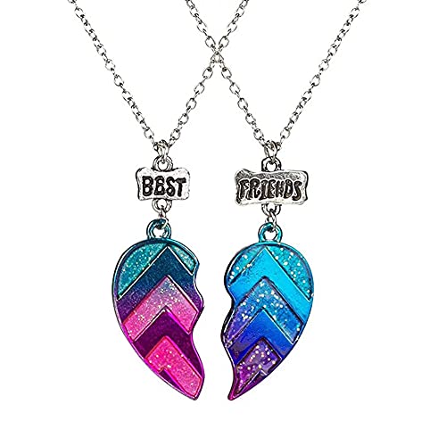 Best Friend Necklaces for 2 Girls Friendship Gifts Necklace for Women Friends Half Heart Pendant Necklace Jewelry Set for BFF Bestie Matching Necklace Christmas Birthday Gift