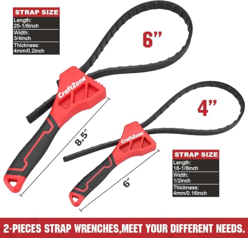 CRAFTZONE 2-Piece Anti-Slip Strap Wrench