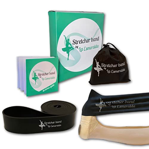 Stretch Bands set of 2 for Ballet, Dancers, Gymnastics .Resistance bands to Improve Flexibility, Splitting and Strenght. 3 Colors, Gift box, Instruction booklet, carry bag Including. (Black Set of 2)