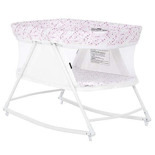 Dream on Me Palm 3 in 1 Bassinet Playpen | Cradle | Portable Pack n Play | New Born to Toddler, White
