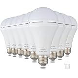 Furoching A19 Rechargeable Emergency LED Bulb, 9W 60W Equivalent Battery Backup Emergency Light with Switch Hook, E26 6000K for Home Power Outage Outdoor Activity Camping Hurricane,9-Pack
