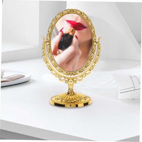 Espejo de Maquillaje Ovalado Vintage Dorado IMIKEYA miniatura 3
