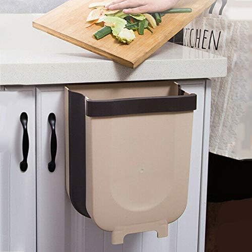 Ambility Wall Mounted Folding Waste Bin Kitchen Trash Can Garbage Can Kitchen Upgrade Hanging - Foldable Case Food Bin, Plastic Waste Bin for Bathroom Car Cabinet Door Dry And Wet Separation 8L