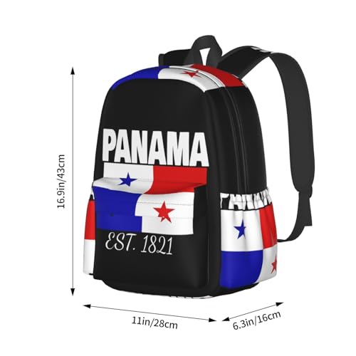 Panama Est. 1821 Pride Panamanian Flag Laptop Commuter Backpack Shoulder Bag Casual Back Pack Daypack Bags With Side Pockets For Work Travel Daily Use4