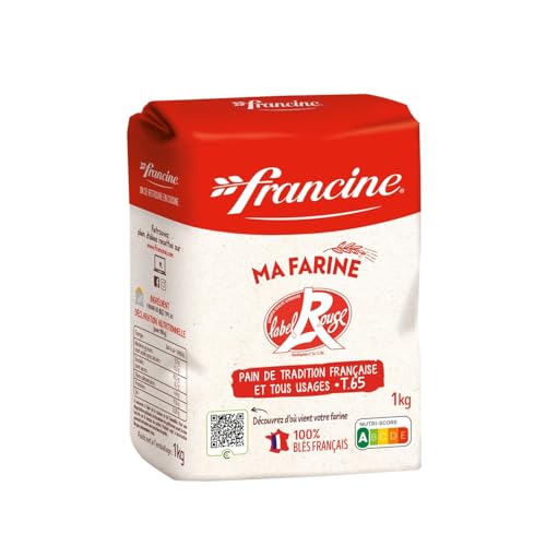 FRANCINE – Farine de Blé T65 Idéale pour Pâtisseries et Pains Maison, Texture Fine et Légère (1kg) - Le lot de 4