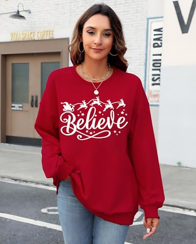 Believe Santa Sleigh Fleece Sweatshirt for Women - Image 2