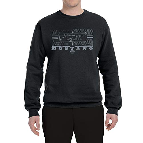Wild Bobby Vintage Ford Mustang Silver Honeycomb Grill Distressed Cars And Trucks Unisex Crewneck Graphic Sweatshirt, Black, Large #TOP2