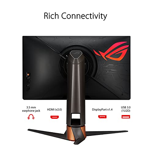 ASUS ROG Swift PG259QNR | 24.5 Zoll Full HD Gaming Monitor | 360 Hz, 1ms GtG, G-Sync kompatibel, Reflex Analyzer, HDR 10 | Fast-IPS Panel, 16:9, 1920x1080, DisplayPort, HDMI, USB-Hub, ergonomisch – Bild 7