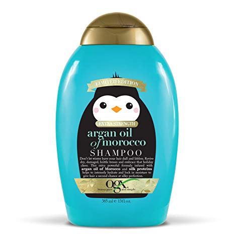 OGX Holiday 2019 limited edition extra strength argan oil of morocco shampoo, blue and golden, 13 Fl Oz
