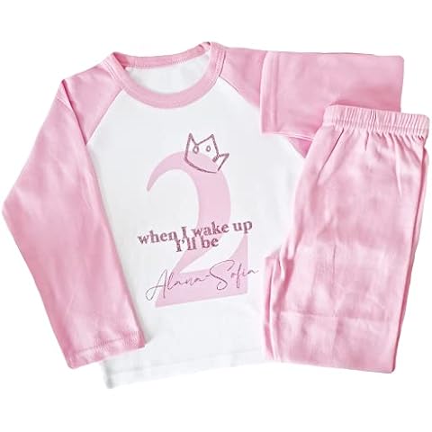 PERSONALISED Crown When I Wake Up I Will Be... Girls Birthday Pyjamas (Pink, 2-3 Years) Cover