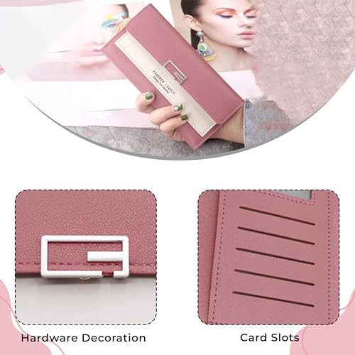 Image of Kraptick Women's Wallet - Stylish & Compact Clutch Purse, Card & Coin Holder with 13 Slots, Money Organizer & Travel Wallet for Women (Baby Pink)
