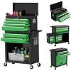 8-Drawer High Capacity Rolling Tool Chest with Wheels, Big Tool Storage Removable Tool Box Combo, Tool Storage Cabinet with Lockable Drawers, Toolbox for Workshop Black&Green