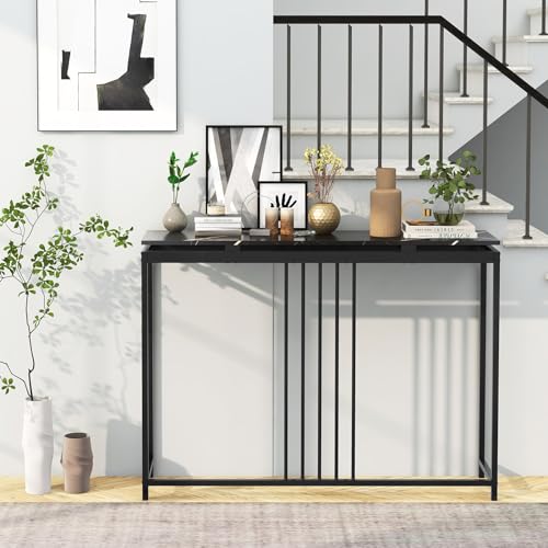 Console scandinave marbre noir 120x30 GIANTEX