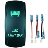 QUNQI STAR 5 pin Laser Backlit Rocker Switch LED LIGHT BAR 20A 12V On/off LED Light Toggle Switch (Green)