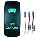 QUNQI STAR 5 pin Laser Backlit Rocker Switch LED LIGHT BAR 20A 12V On/off LED Light Toggle Switch (Green)