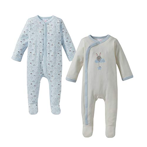 Bornino Basics Schlafoverall 2er-Pack blau - Baby-Schlafanzug - Einteiler -...