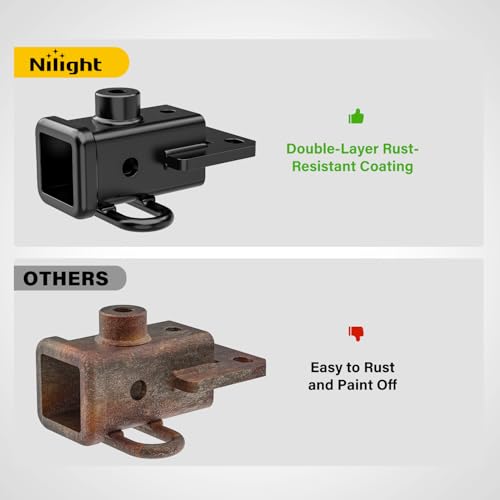 Image of Nilight 2 Inch Rear Trailer Hitch Receiver Class 3 Tow Towing Hitch & Cover Kit for Dodge Ram 1500 2019 2020 2021 2022 2023 2024 2025 with Hitch Cover