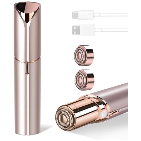 Facial Hair Removal for Women, Portable Painless Hair Remover Device, Rechargeable, with 2 Replacement Heads, for Face, Upper Lip and Chin Cover