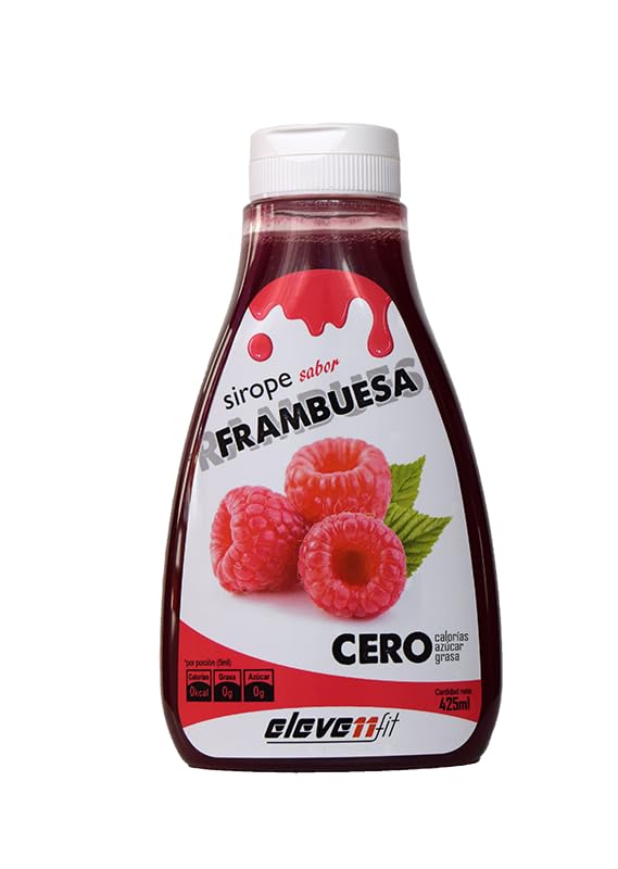 Eleven Fit Sirope Sin Azúcar | 0% Calorías, Libre de Grasas | Ideal para Postres Deliciosos y Saludables | Envase Antigoteo | Sabor Frambuesa