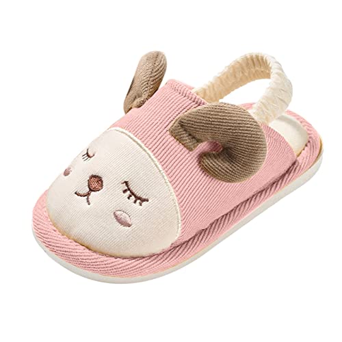 Fashion Cute Autumn and Winter Boys and Girls Slippers Flat Bottom Round Toe Soft and Parrot Slippers Kids (Pink, 4-4.5 Years Toddler)
