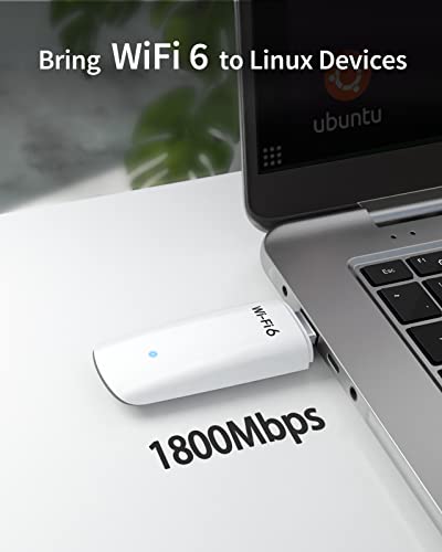 BrosTrend AX1800 Linux USB WiFi 6 Dongle for PC and Raspberry Pi 2+, USB WiFi Adapter Linux for Ubuntu, Debian, Mint, Lubuntu, Xubuntu, LMDE, PureOS, Windows 11/10, USB3.0 Wireless Dongle Dual Band