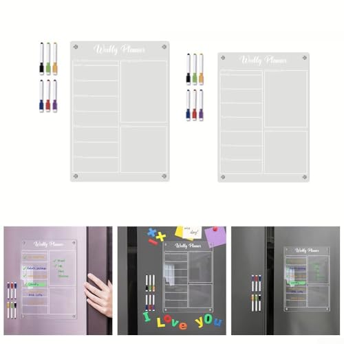 Fridge Calendar Magnetic Dry Erase Board for Refrigerator - for acrylic Monthly Planner with Strong Magnet - Weekly Schedule Organizer Meal Plan Grocery List Transparent 11.69x16.54 Inch(A3) - Image 9