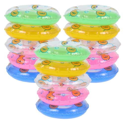 JECOMPRIS 60 Pcs Mini Inflatable Rings: 3. 34" Duck Floaties for Poolside Decor - Miniature Accessories for Summer Parties Photography Props