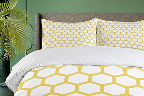 Ambesonne NEV_44329_KING Yellow And White Duvet Cover Set thumb #2