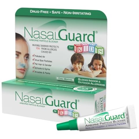 NasalGuard Airborne Particle Blocker Nasal Gel for Kids – Dust, Pet Hair & Dander Protection – Drug-Free, Safe for Kids, Non-Irritating, Made in USA (Cool Menthol, 3 Gram Tube) Cover