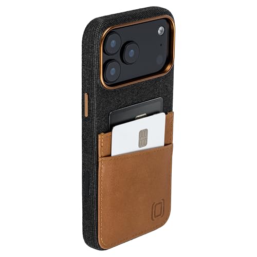 Housse cuir véritable et tissu gris marron clair pour iPhone 17 Pro Max Dockem