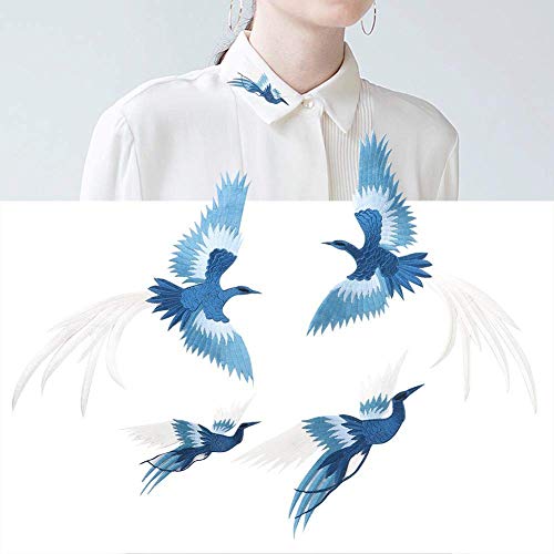 Broderade Phoenix Fågel Lappar, 4-Pack, Sy På Applikationer för Kläder, Cheongsam, T-shirt, Jeans, Hattar och Väskor