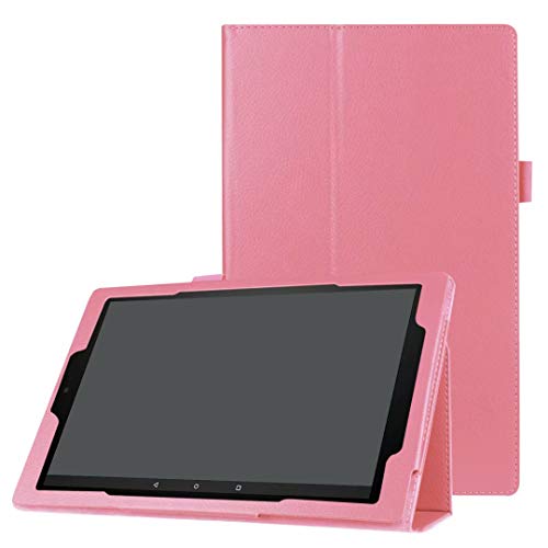 ZZOUGYY Tablet Cover for Amazon Kindle Fire HD10 7th 9th Generation(2017/2019 Release) Ultra Slim Folio Stand Lightweight Leather Case for Kindle Fire HD 10 7th 9th Gen 10.1 (Li-Pink)